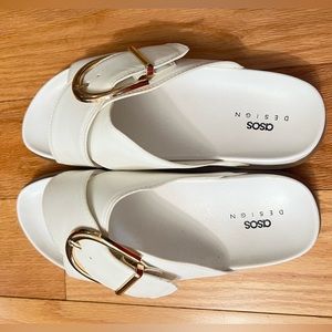 Never worn ASOS white sandals with gold accent buckle size 9